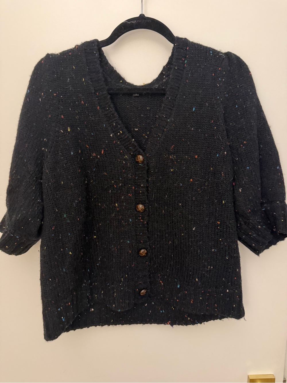 Rails Black Speckled V-Neck Button Cardigan